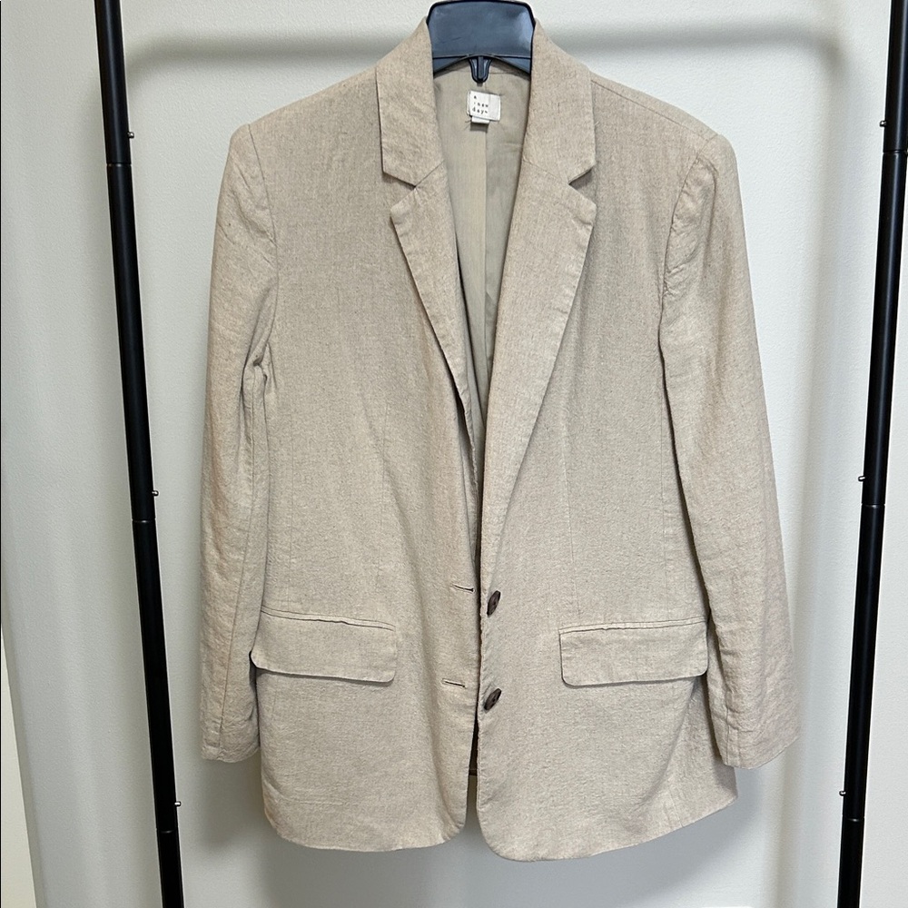 a new day Beige Linen-Blend Blazer - Size medium